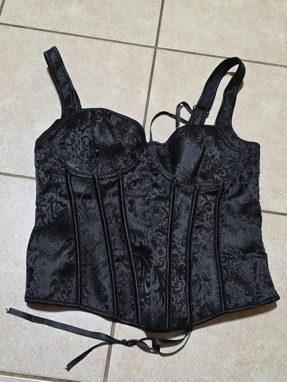 Others Follow Black Brocade Corset Top